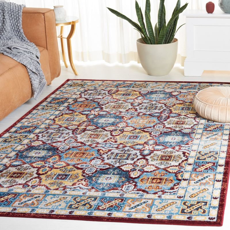 Bayside BAY102 Power Loomed Area Rug - Blue/Red - 6'7"x6'7" - Safavieh.
