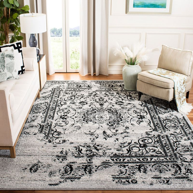 Adirondack ADR101 Power Loomed Area Rug - Silver/Black - 8'x10' - Safavieh.