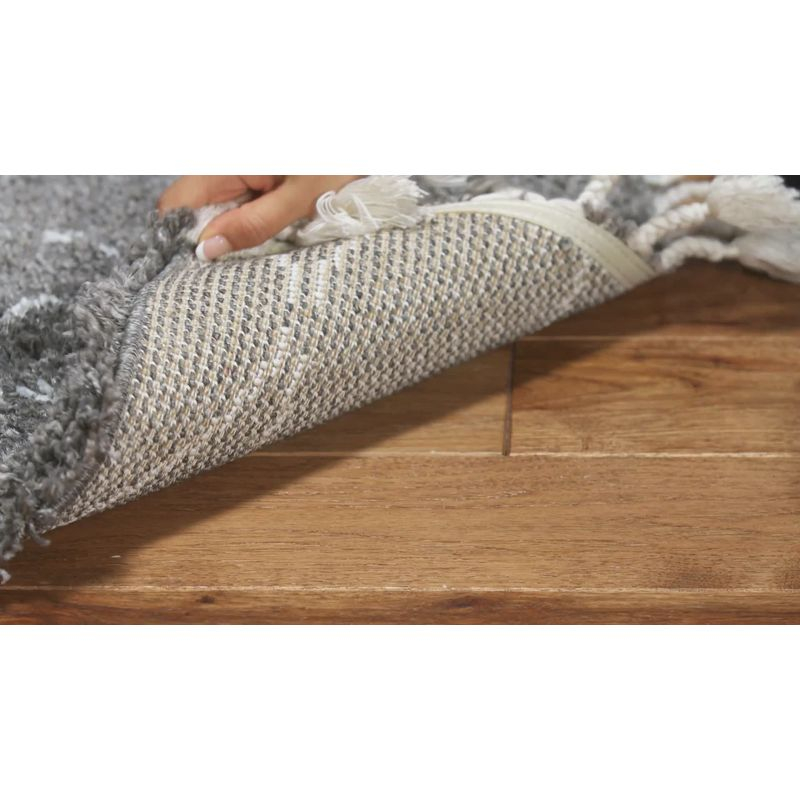 Moroccan Fringe Shag MFG328 Power Loomed Indoor Runner Rug - Grey/Ivory - 2'2"x8' - Safavieh