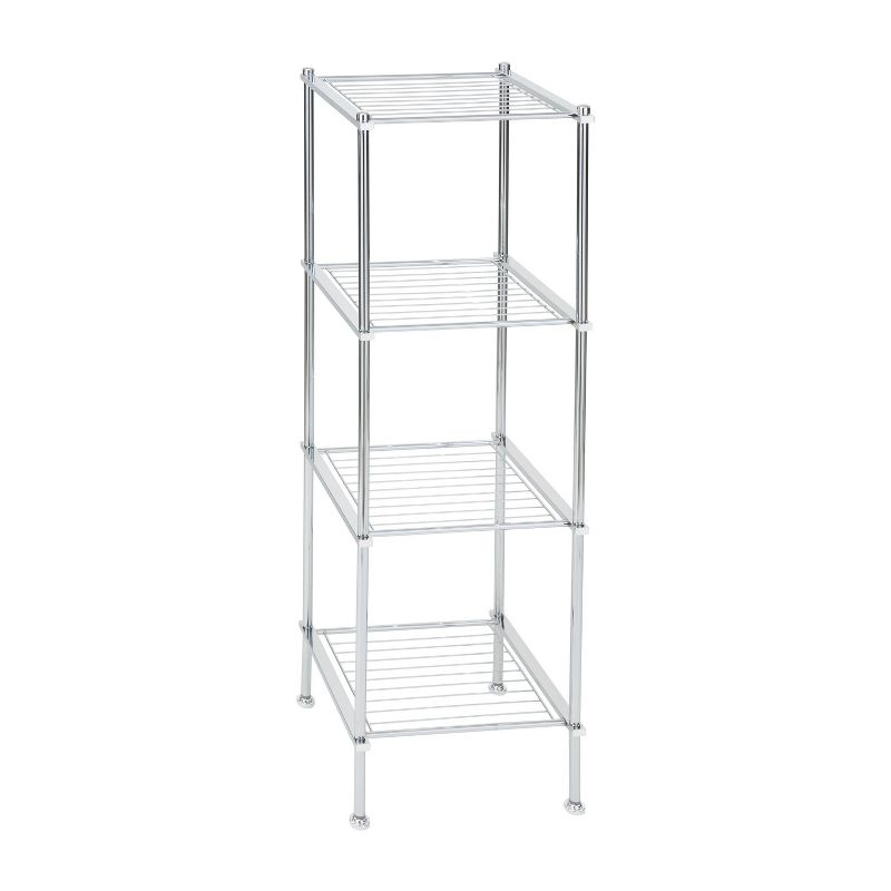 4 Tier Metro Collection Shelf Chrome - Organize It All: Metal Linen Tower, Universal Storage Organizer, 40" High