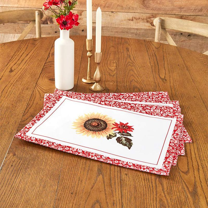The Lakeside Collection Jacobean Sunflower Set of 4 Placemats and Runner - Set of 4 Placemats