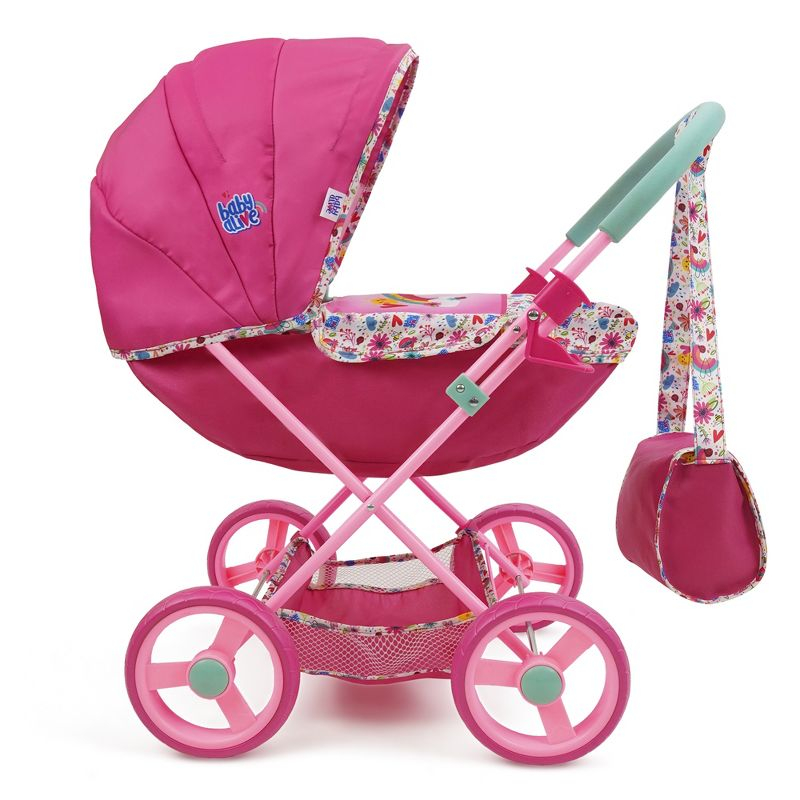 Baby Alive: Deluxe Classic Doll Pram - Pink & Rainbow - Fits Dolls up to 18"