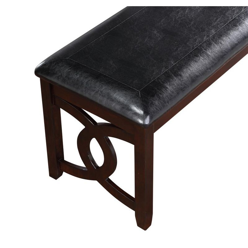 Furniture Gia 46" Solid Wood and Faux Leather Bench in Ebony Black