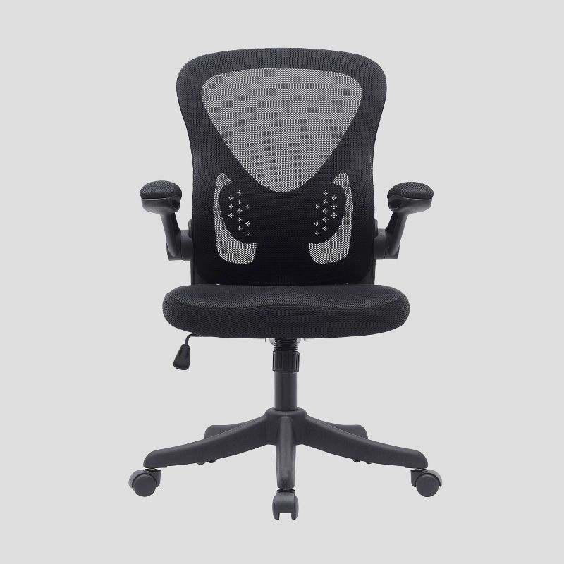 Techni Mobili Mesh Task Office Chair with Flip Up Arms Black - Techni Mobili: Ergonomic, Adjustable, Swivel, Nylon Frame