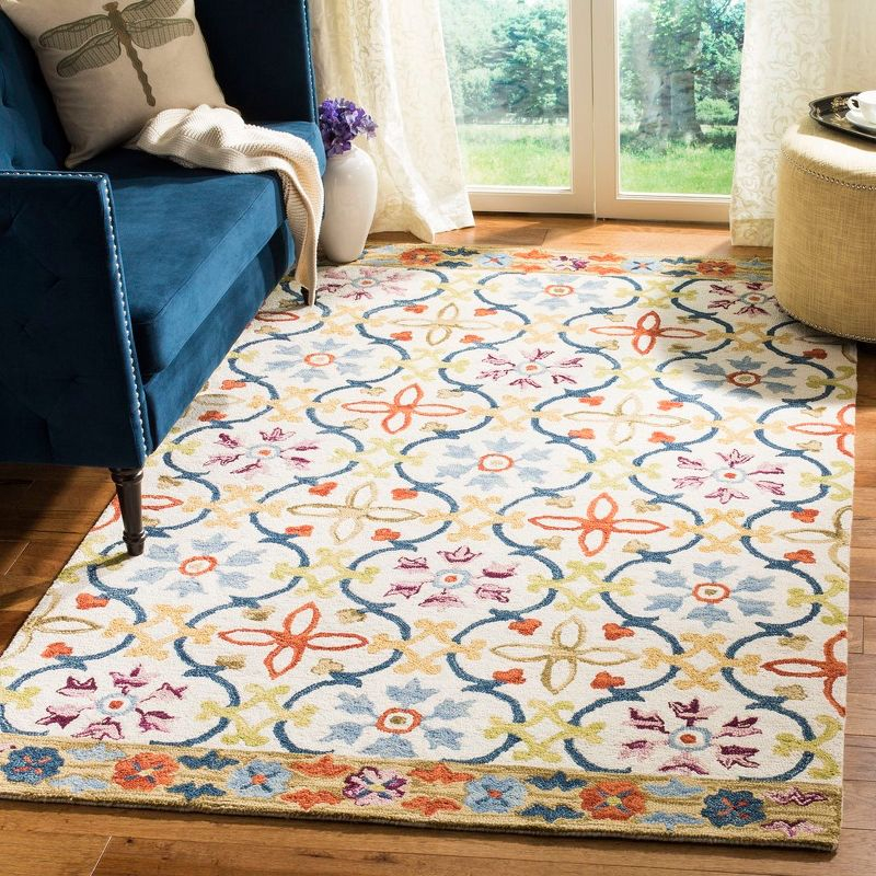 Suzani SZN310 Hand Hooked Indoor Area Rug - Ivory/Multi - 5'x8' - Safavieh.