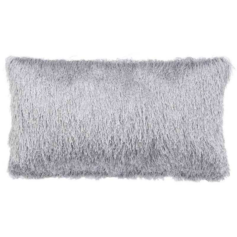 Indoor/Outdoor Shag Pillow - Silver - 14"X24" - Safavieh