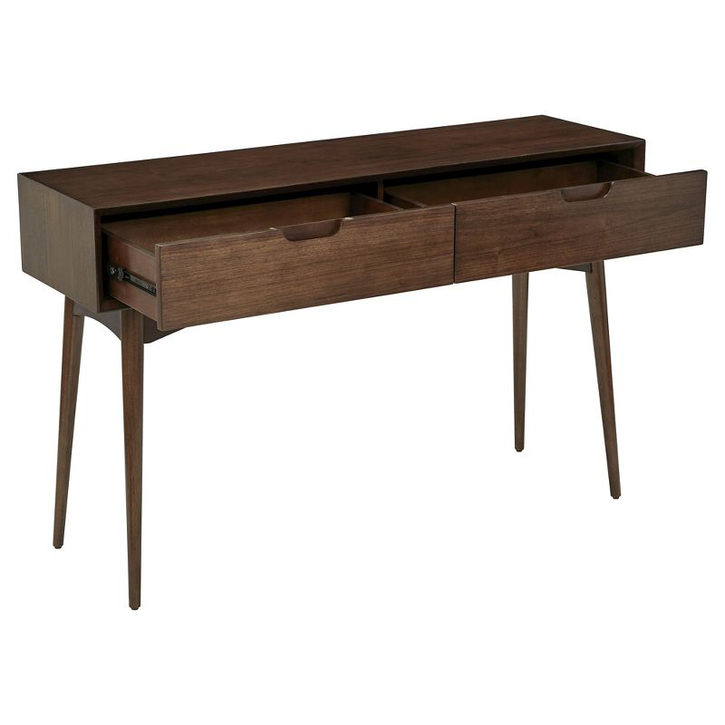 OSP Home Furnishings Copenhagen Console Table Walnut: 47.75" Wide, 2 Drawers, Wood Frame & Surface