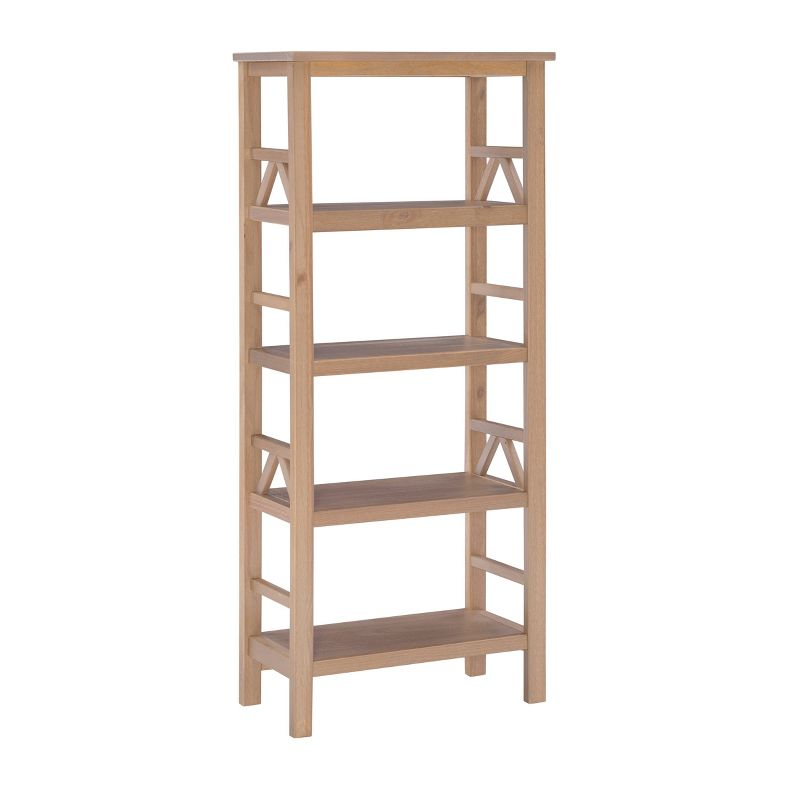 54.45" Original PT - Titian Transitional Solid Wood Display and Storage Bookshelf Driftwood - Linon