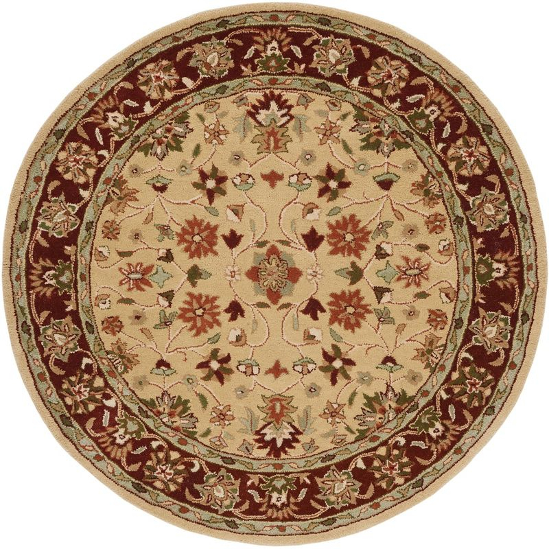 Heritage HG965 Hand Tufted Area Rug - Ivory/Red - 6' Round - Safavieh.