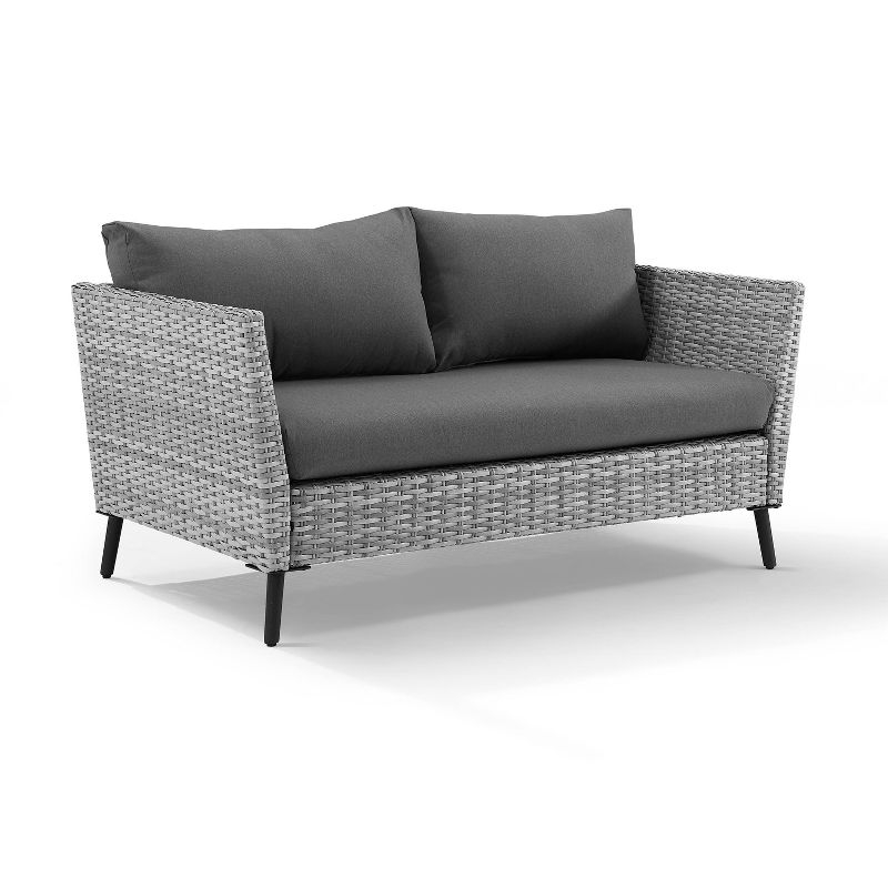2pc Richland Outdoor Patio Loveseat and Coffee Table Set - Gray - Crosley