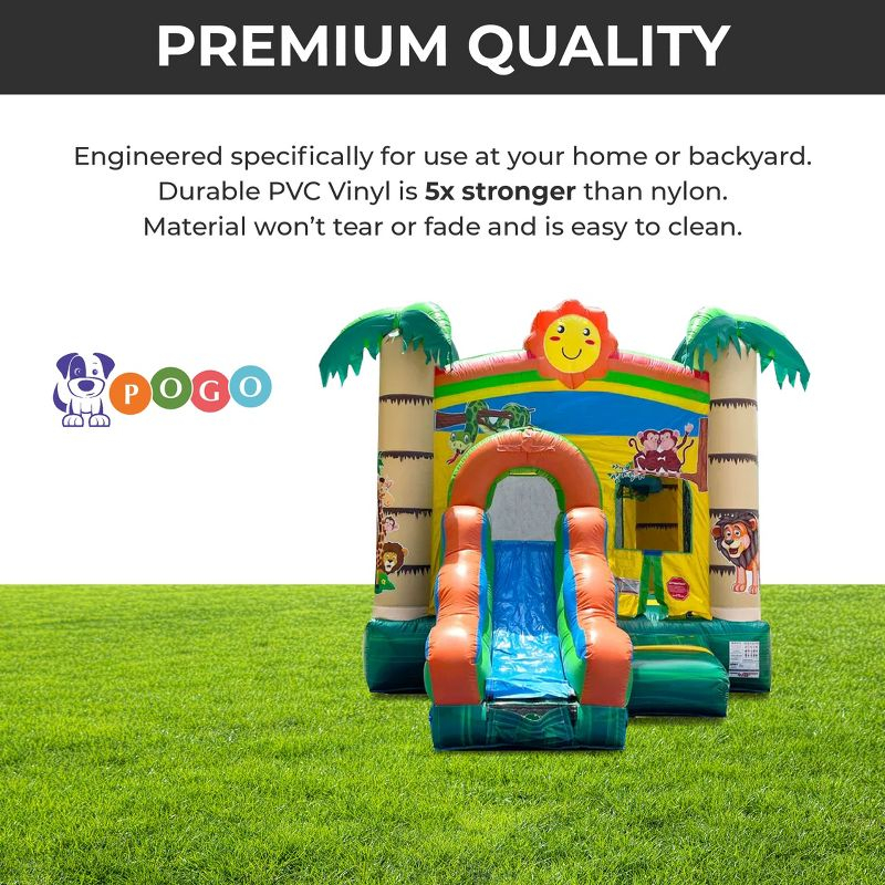 Pogo Bounce House Crossover Bounce House with Slide, Tropical Smiley Face, No Blower