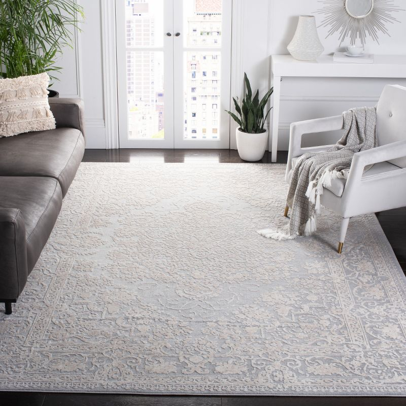 Reflection RFT664 Power Loomed Indoor Area Rug - 8'x8' - Light Grey/Cream - Safavieh