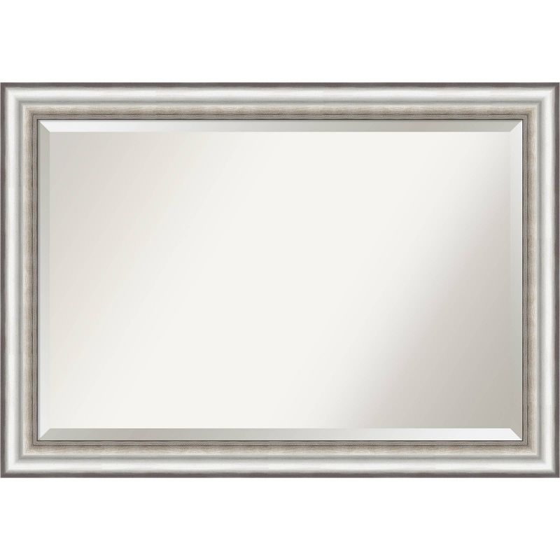 41" x 29" Salon Framed Bathroom Vanity Wall Mirror Silver - Amanti Art: Modern Rectangle, No Assembly Required