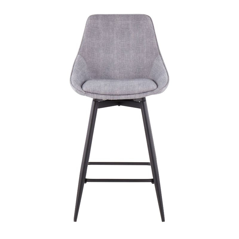 Set of 2 Diana Counter Height Barstools Gray: Velvet Upholstery, Swivel, Armless - LumiSource