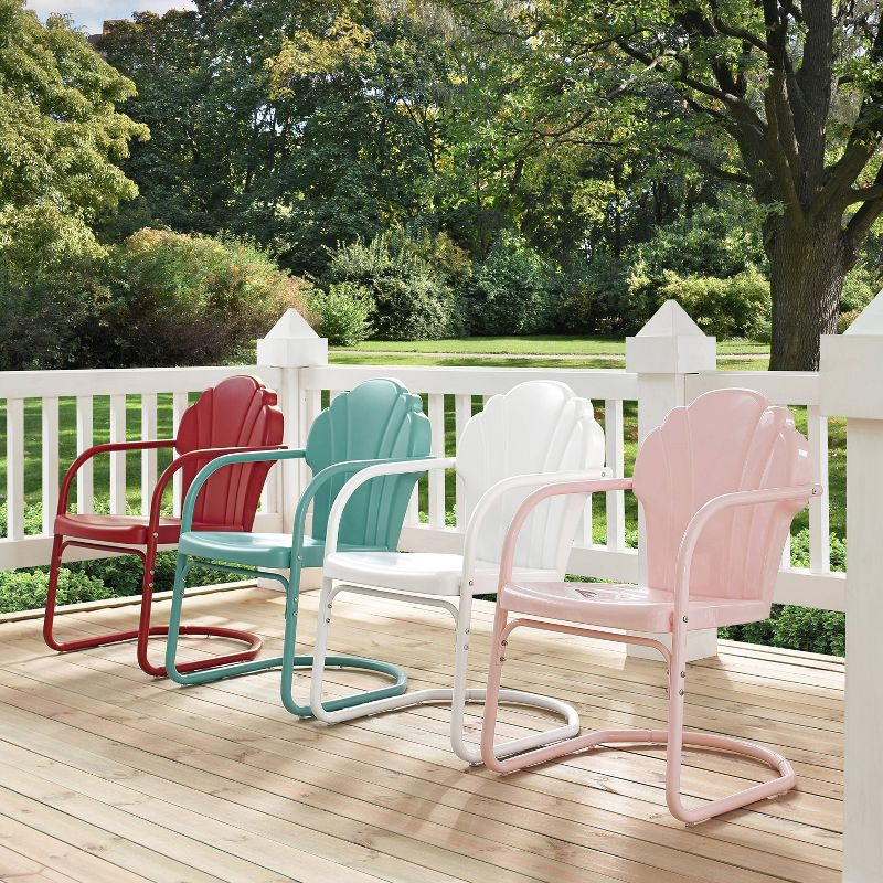 2pc Tulip Retro Metal Chair - Blue - Crosley: Steel Construction, Weather-Resistant, Vintage Design