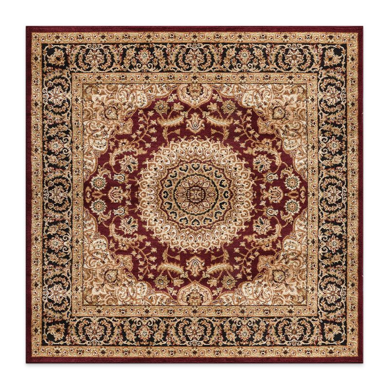 World Rug Gallery Traditional Oriental Medallion Area Rug - BURGUNDY 6'6"x6'6"