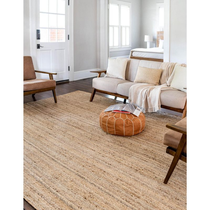 Unique Loom Braided Jute Collection Area Rug - Dhaka (5' 1" x 8' Rectangle Natural)