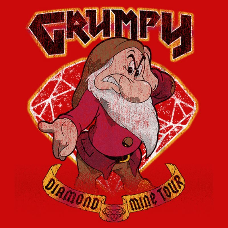Boy's Snow White and the Seven Dwarfs Grumpy Diamond Mine Tour  T-Shirt - Red - Large