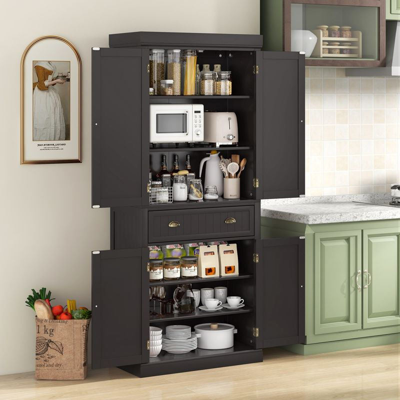 Costway Kitchen Cabinet Pantry Cupboard Freestanding with Shelves Espresso