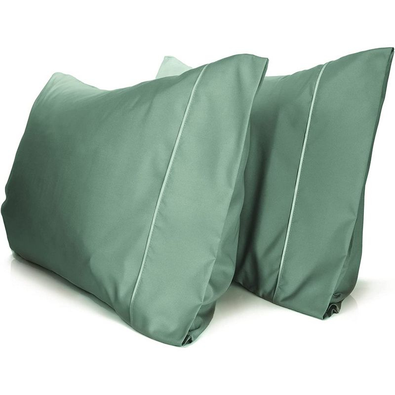 LuxClub 2 PC Tree Moss Green Queen Performance Microfiber Solid Pillowcase Set