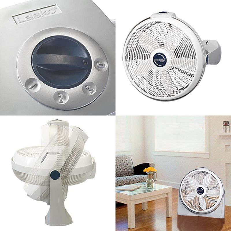 Lasko Lasko 20 Inch Cyclone Portable Full-Tilt Floor Or Wall Mount Pivoting Fan, White
