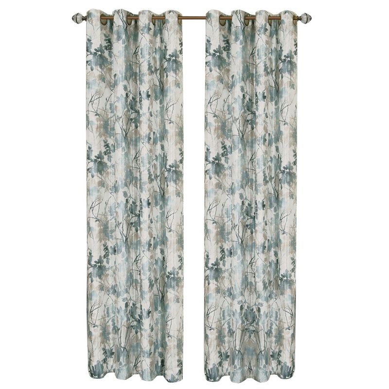 Kate Aurora Country Living 100% Thermal Lined Grommet Top Floral Room Darkening Curtains - 50 in. W x 63 in. L, Blue