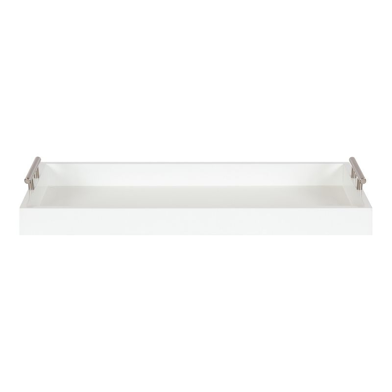 Kate and Laurel Lipton Tray, 10x24, White and Silver