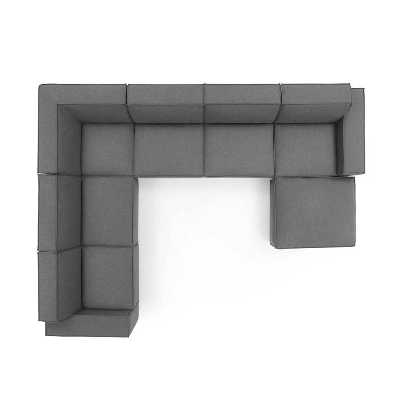 Modway 7pc Restore Sectional Sofa Charcoal: Modular U-Shaped, Polyester Upholstery, Wood Frame
