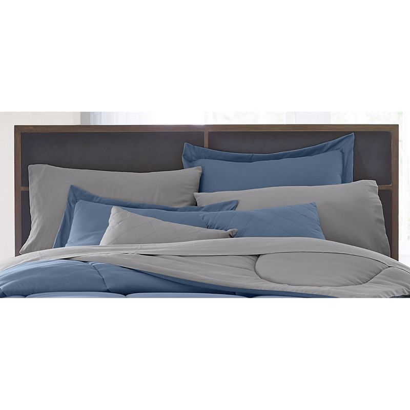 BrylaneHome BH Studio Reversible Pillow Sham - Standard, Ocean Blue Marine Blue