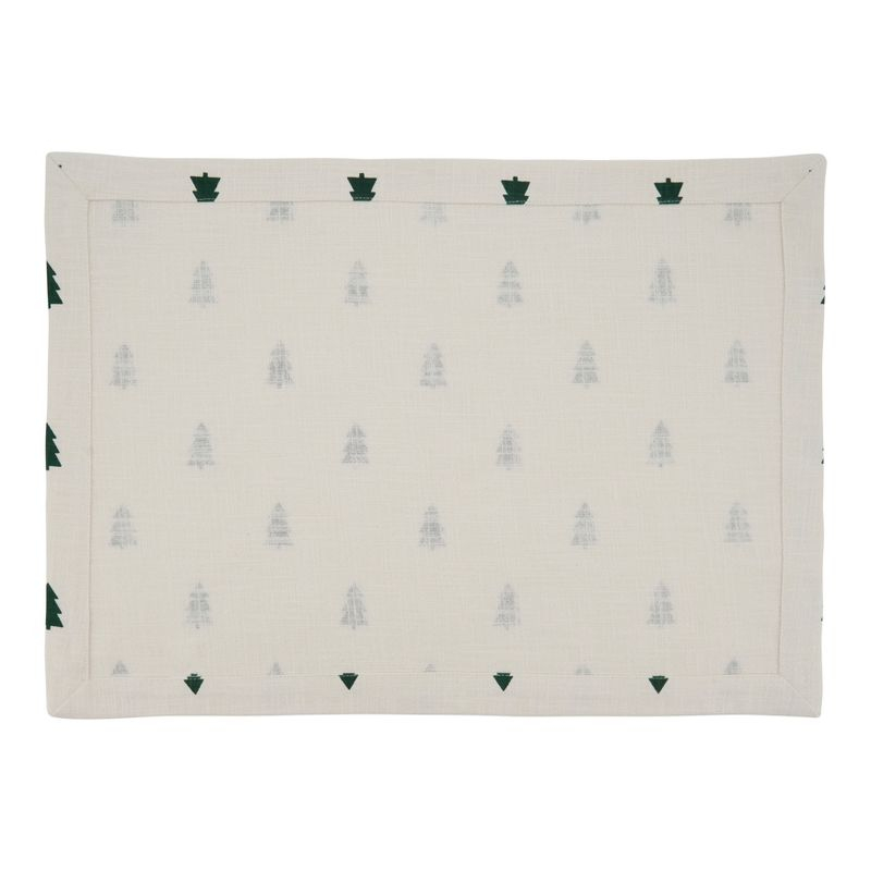 Saro Lifestyle Saro Lifestyle Christmas Tree Design Table Mats (Set of 4), Ivory, 14"x20"
