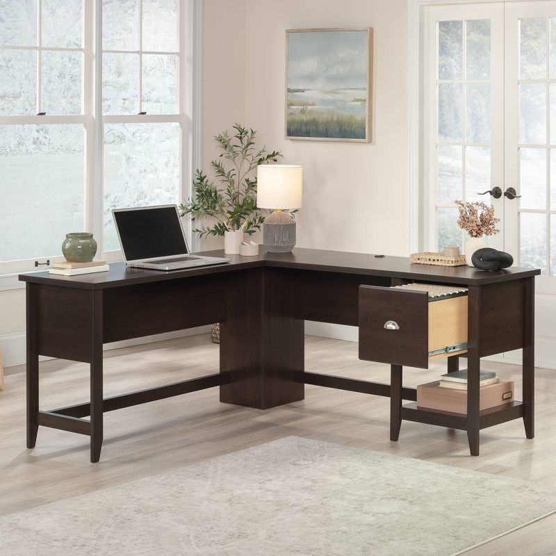 Sauder Summit Station L Desk Cinnamon Cherry