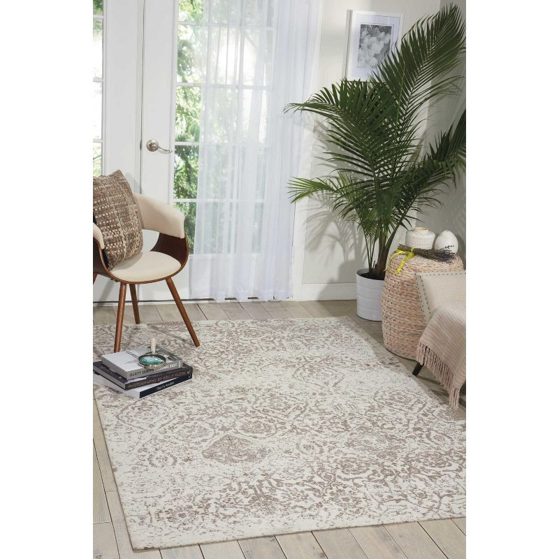 Nourison Damask Vintage Indoor Rug Ivory 5' x 7'