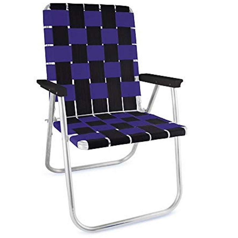 Lawn Chair USA Folding Aluminum Classic Webbed Chair (Black and Purple)
