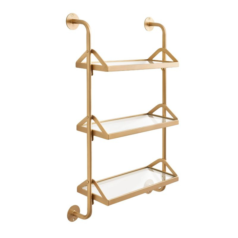 Kate & Laurel All Things Decor 18"x30" Marit Three-Tier Wall Shelf Gold