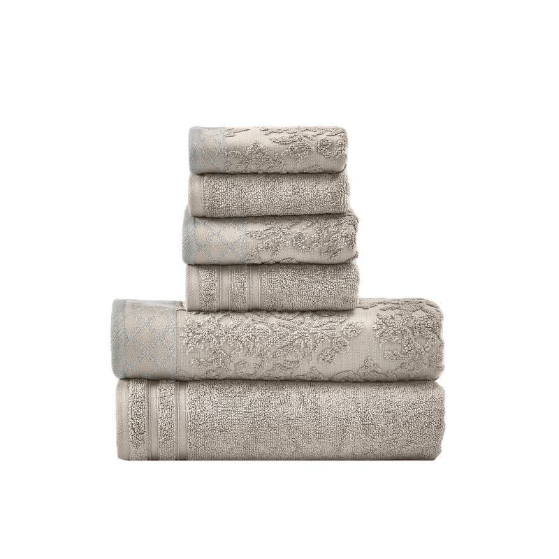 Modern Threads 6-Piece Damask Jacquard/Solid Ultra Soft 550GSM 100% Combed Cotton Towel Set with Embellished Borders & Reviews | Wayfair