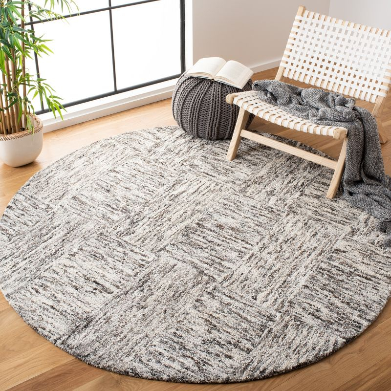 Abstract ABT601 Hand Tufted Area Rug - Ivory/Charcoal - 6' Round - Safavieh .