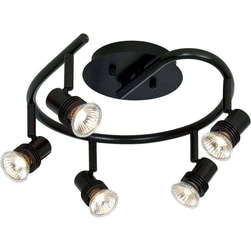 Pro Track Spiral 5-Head LED Ceiling Track Light Fixture Kit Spot Light GU10 Directional Adjustable Black Modern Kitchen Bathroom Dining 15 3/4" Wide