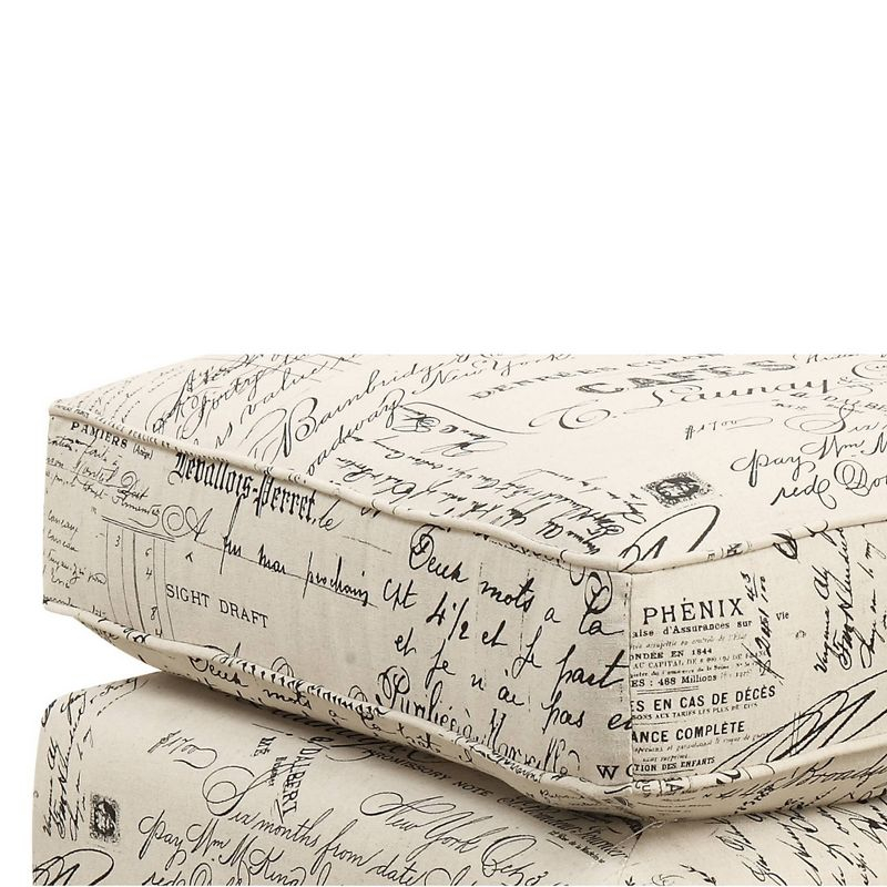 Emery Ottoman French Script - Picket House Furnishings: Contemporary Nailhead Trim, Polyester Upholstery, Plywood Frame