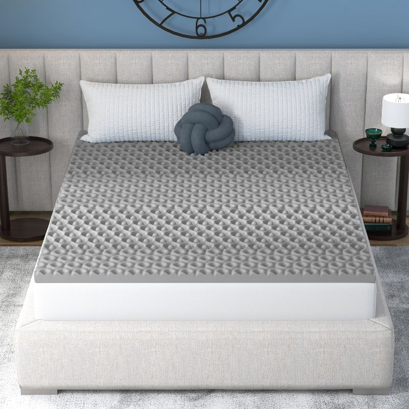 Vibe 2” Cool Pod Convoluted Gel Memory Foam Mattress Topper, Full