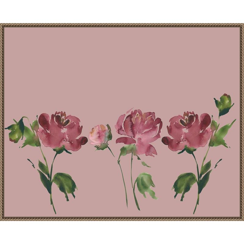 Amanti Art Trio Of Peony Blossoms by Lucille Price Canvas Wall Art Print Framed 28 x 23-in.