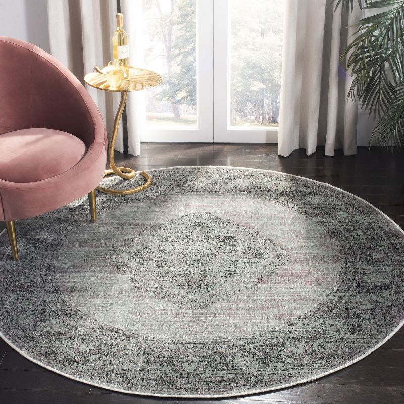 Vintage VTG112 Power Loomed Indoor Skid-Resistant Area Rug - Light Blue - 6' Round - Safavieh