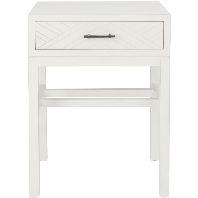 Ajana 1 Drawer Accent Table - Distressed White - Safavieh.