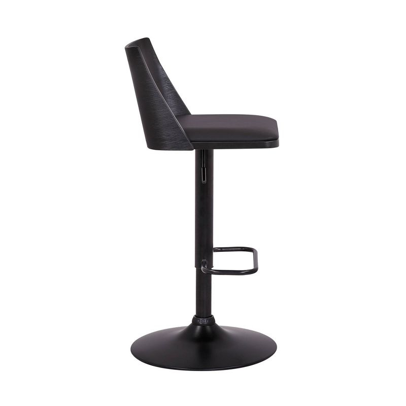 Armen Living Milan Adjustable Swivel Faux Leather Metal Barstool Black : Square Seat, Footrest, 250lb Capacity