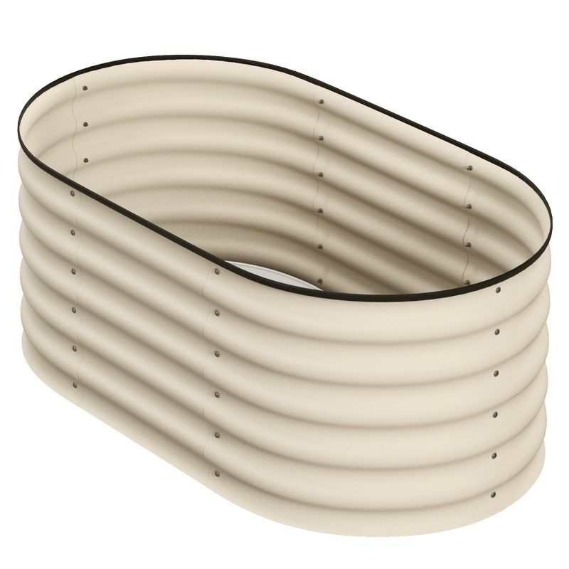 Outsunny Galvanized Raised Garden Bed Kit, Metal Planter Box with Safety Edging, 41.25" x 23.5" x 16.5", Cream