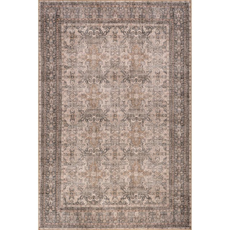 Nuloom Hillstone Collection Else Traditional Vintage Medallion Area Rug, 4' x 6', Beige