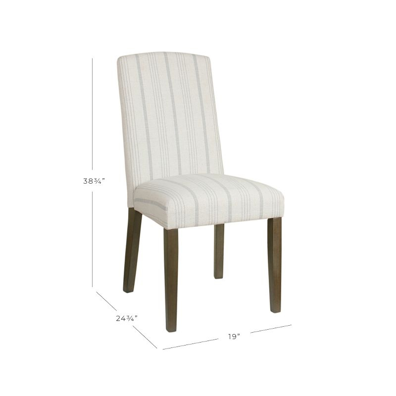 HomePop Set of 2 Classic Parsons Dining Chairs Dove Gray Stripe: Upholstered, Foam-Filled, Wood Legs