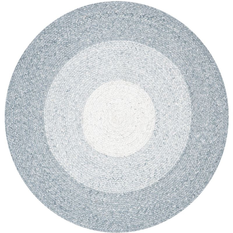 Braided BRD802 Hand Woven Area Rug - Grey/Ivory - 4' round - Safavieh.