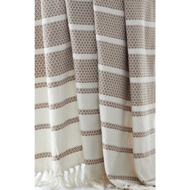 Modern Threads 100% Recycled Cotton, 60 x 70, Hilo, Throw Blanket, Khaki