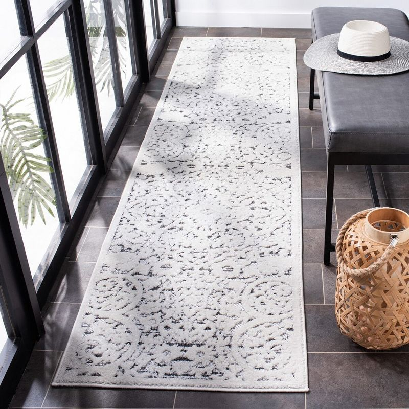 Cabana CBN656 Power Loomed Indoor and Outdoor Runner Rug - Ivory/Grey - 2'2"x7' - Safavieh.