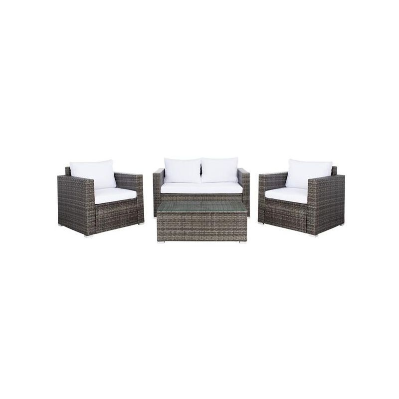 Machie 4Pc Living Set - Indoor/Outdoor - PAT7508 - Grey Brown/White - Safavieh